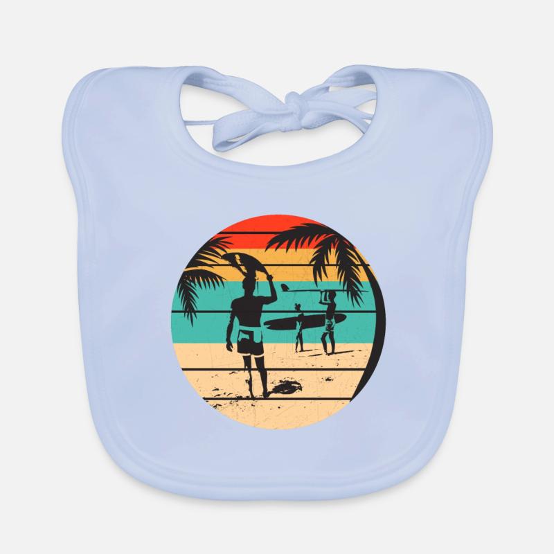 Surf, Surf, Surf, Surf, Surf - Bavoir bio Bébé - bleu ciel