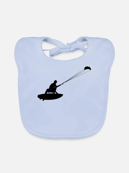 Kitesurfer Kitesurf Wassersport Surf Wakeboard Sur - Bavoir bio Bébé - bleu ciel - Devant
