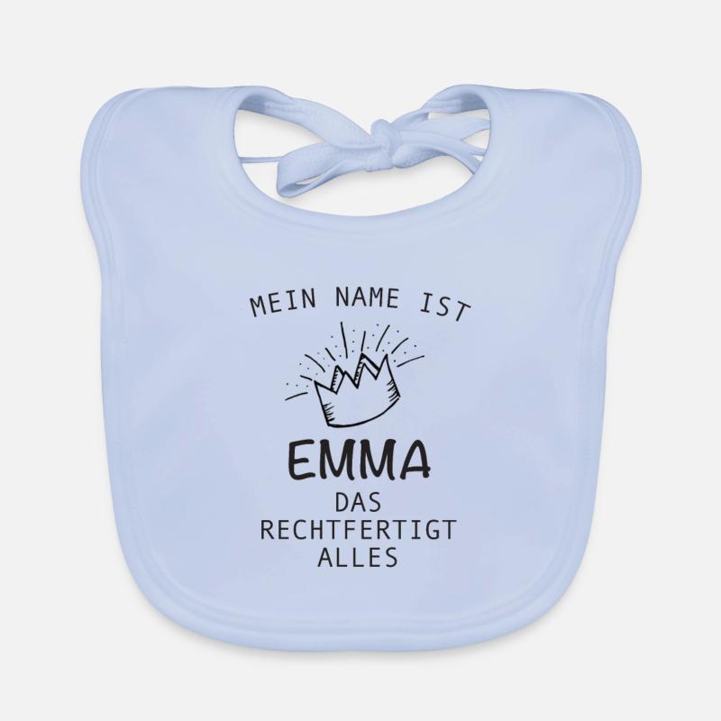 Emma Geschenk Name Geschenkidee Vorname - Baby Bio-Lätzchen - sky Blue