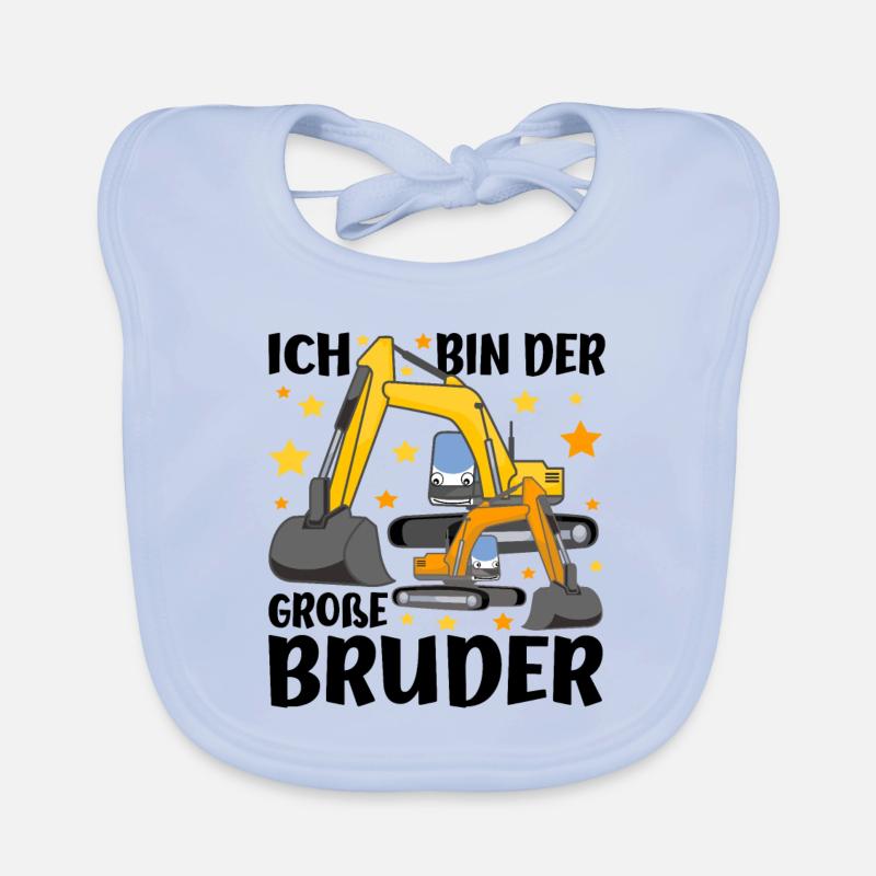 Geschwister Ich Bin Der Grosse Bruder Baggerfahrer Baby Bio-Lätzchen