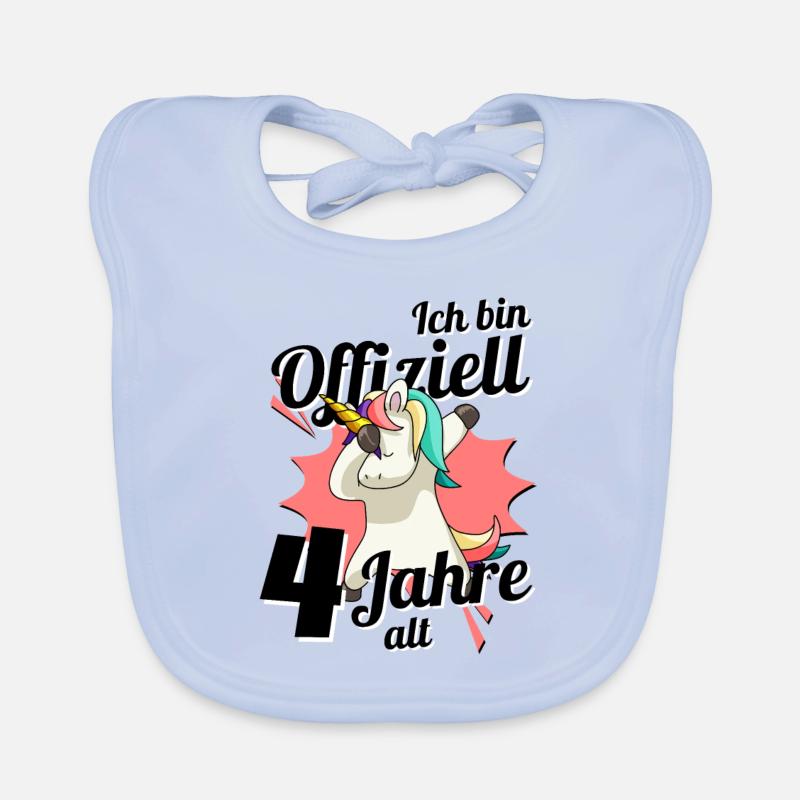 4. Geburtstag Dabbendes Einhorn Kindergeburtstag - Baby Bio-Lätzchen - sky Blue