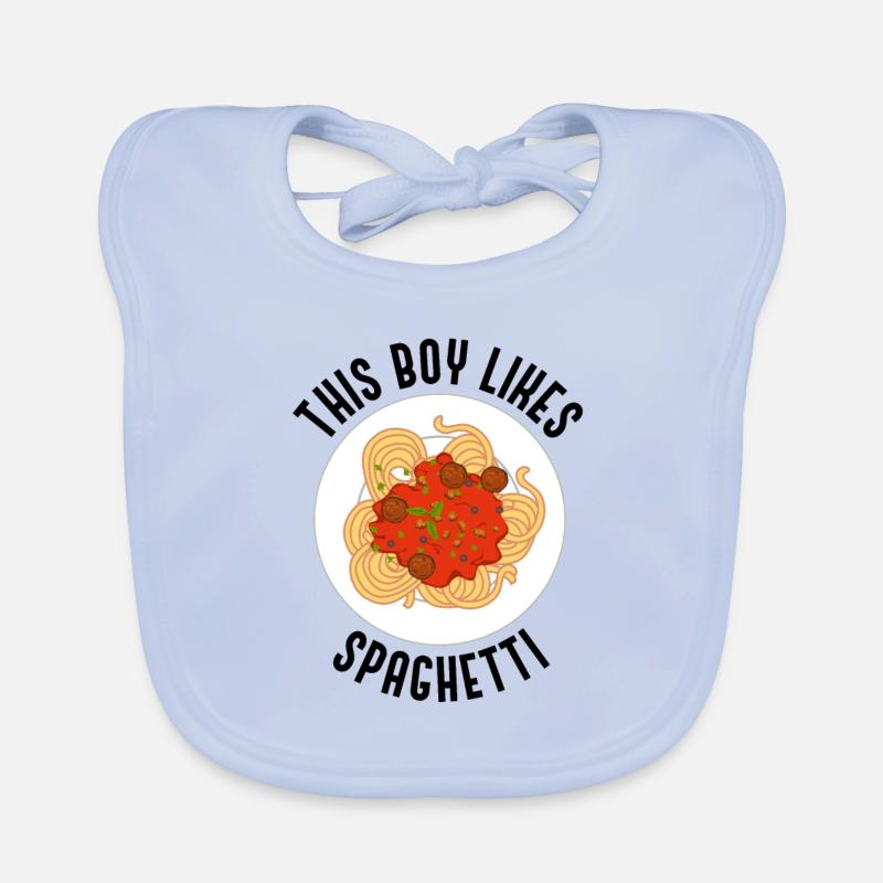 Junge mag Spaghetti Pasta Lustiges Sprichwort Baby Bio-Lätzchen