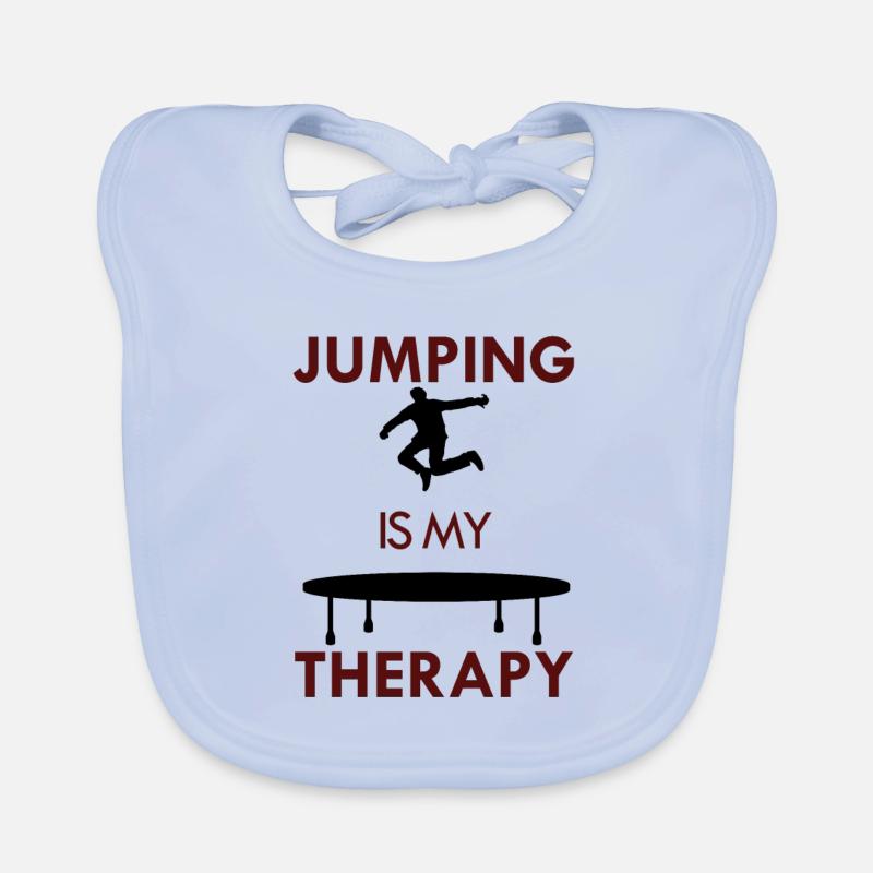 Springer mit lustigem Zitat „Jumping as Therapy Baby Bio-Lätzchen