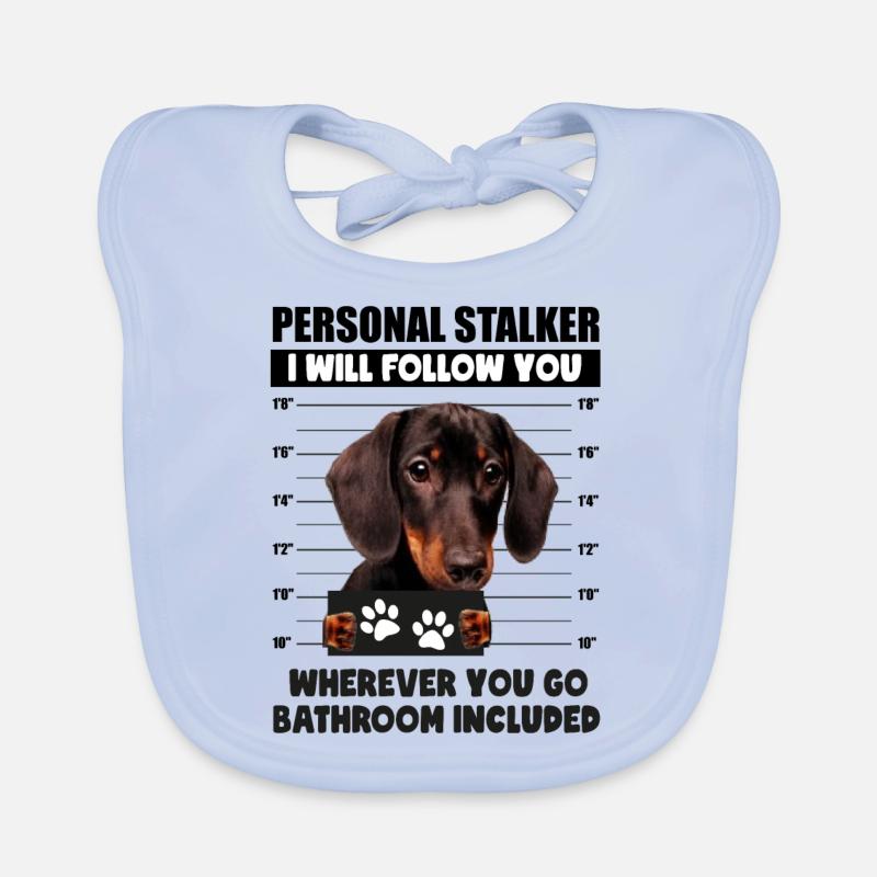 Personal Stalker Dog, Black And Tan Dachshund Organic Baby Bibs