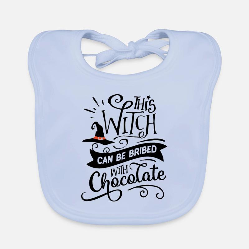 Halloween -This witch can be bribed with chocolate Organic Baby Bibs