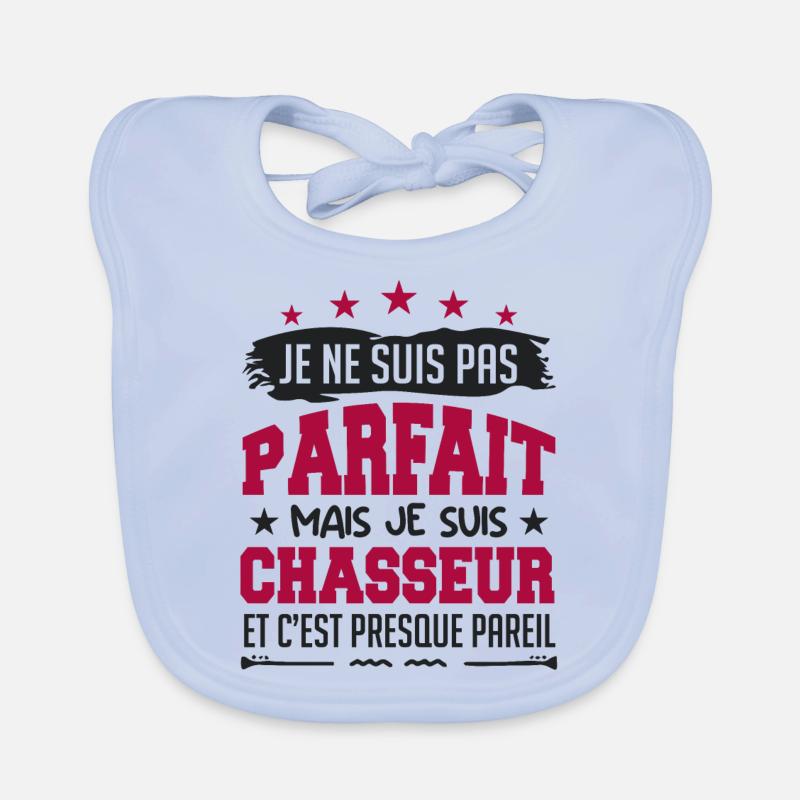 Parfait Chasseur | chasseur | chasse - Bavoir bio Bébé - bleu ciel