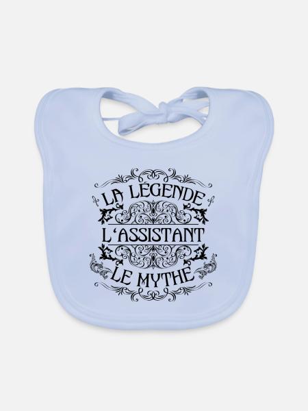 Assistant | la légende Assistant le mythe - Bavoir bio Bébé - bleu ciel - Devant