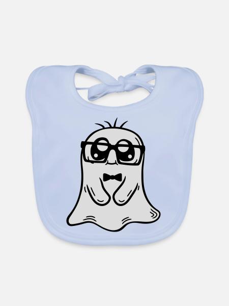 Kleiner Nerd Geist Comic - Baby Bio-Lätzchen - sky Blue - Vorne