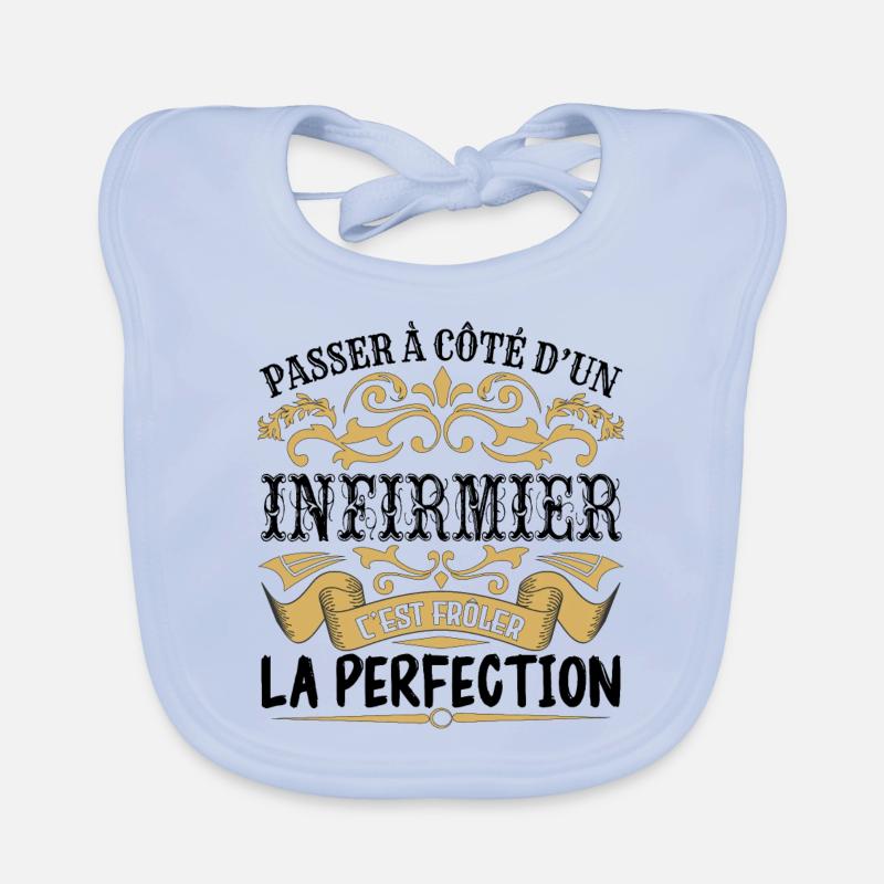 Infirmier | le Meilleur cadeau Infirmier - Bavoir bio Bébé - bleu ciel