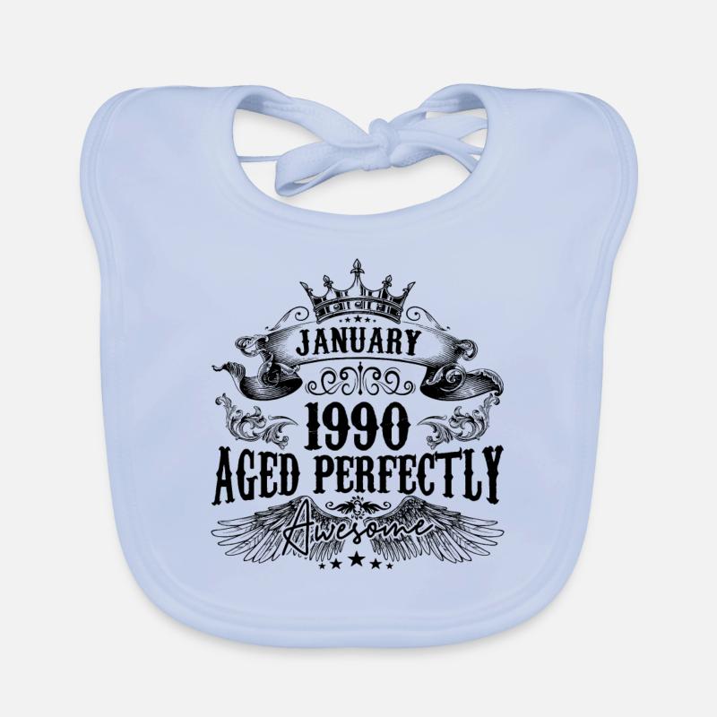 1990 | Januar Aged Perfectly 1990 Geburtstagsgeschenk Baby Bio-Lätzchen