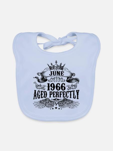 1966 | June Aged Perfectly 1966 Geburtstagsgeschenk - Baby Bio-Lätzchen - sky Blue - Vorne