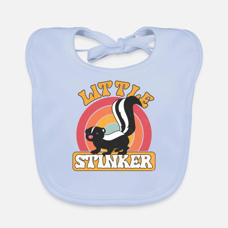 Little Stinker - Mignonne moufette - Bavoir bio Bébé - bleu ciel
