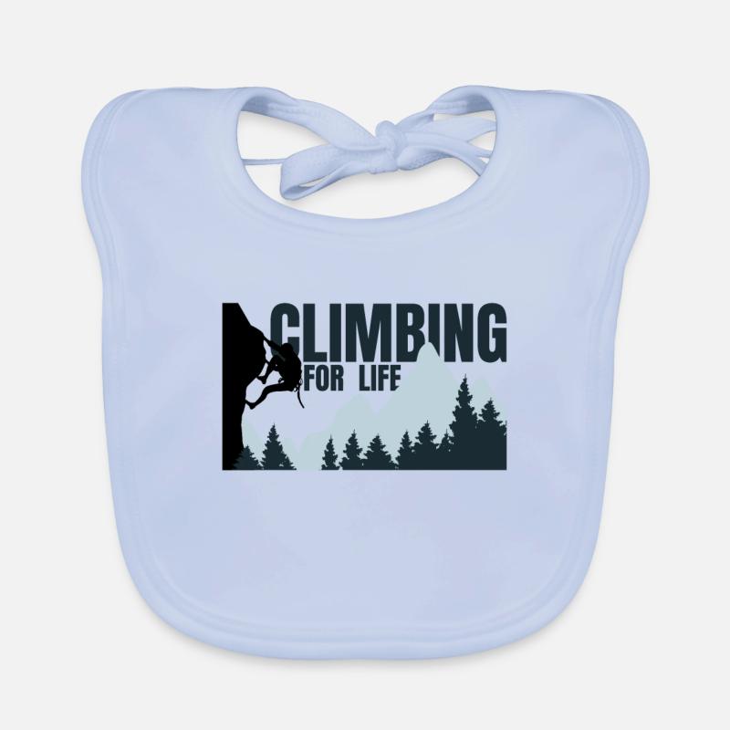 Escalader pour la vie - Escalader les montagnes d’alpinisme - Bavoir bio Bébé - bleu ciel