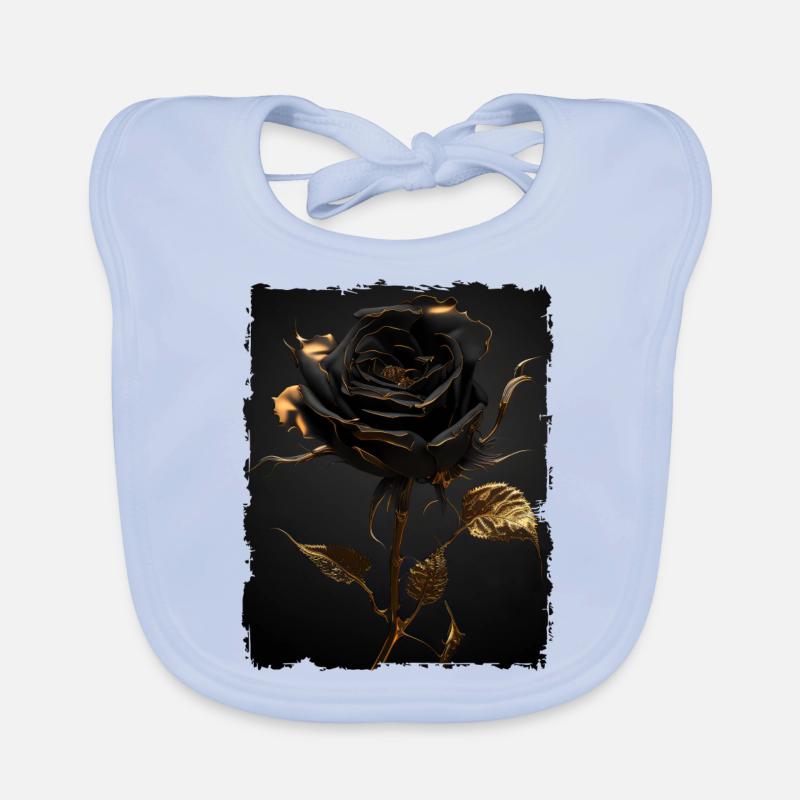 Black Gold Rose Organic Baby Bibs