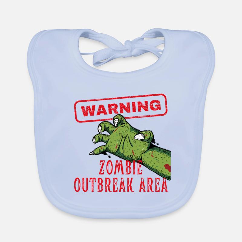 Warning Zombie Outbreak Area Brain Eater Organic Baby Bibs