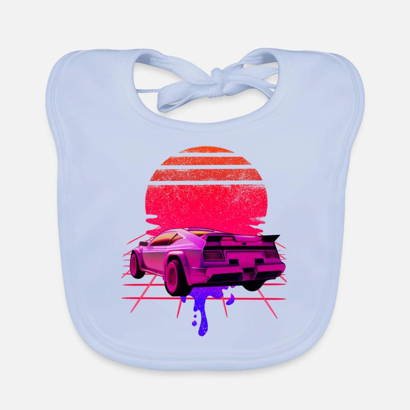 Retro Wave Supercar Sunset Bavoir bio Bébé