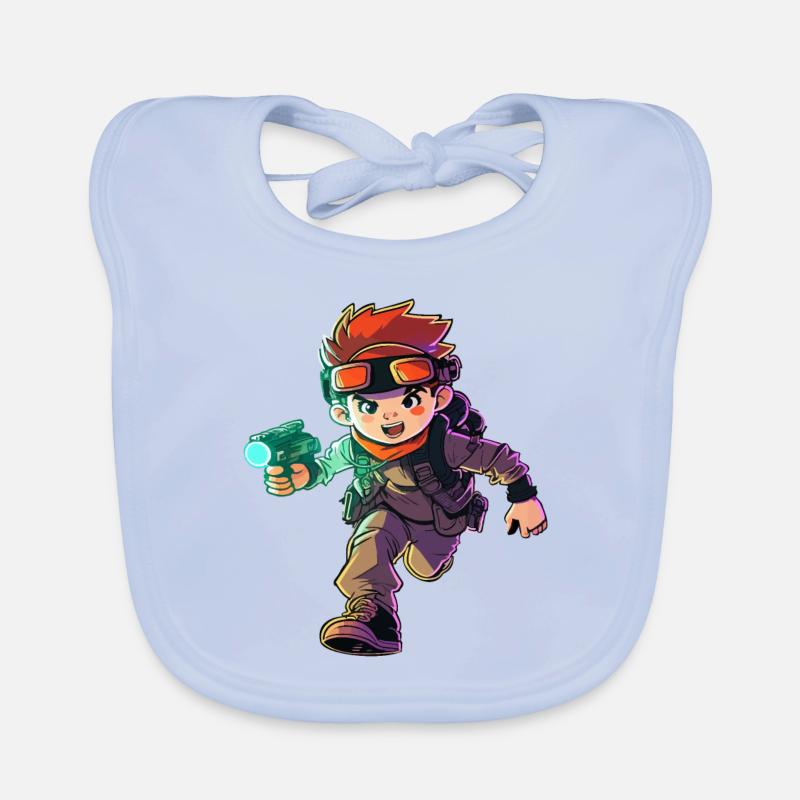 Cool Laser Tag Pro Illustration & Action Graphic Organic Baby Bibs