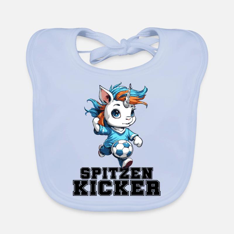 "Spitzen Kicker" - lustiges Fußball Einhorn Baby Bio-Lätzchen