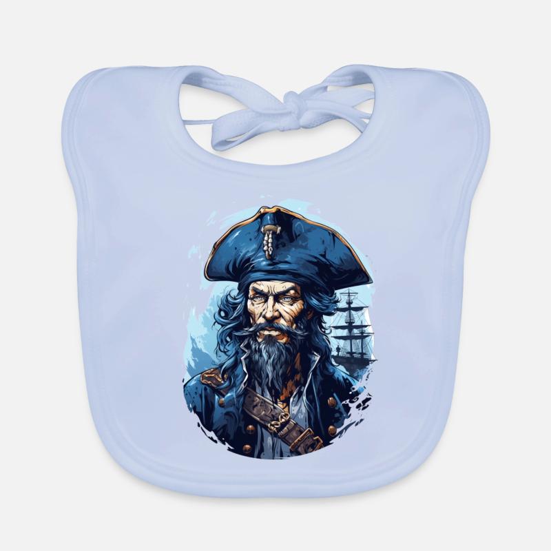 Pirate Skull Jolly Roger Costume Cadeau - Bavoir bio Bébé - bleu ciel