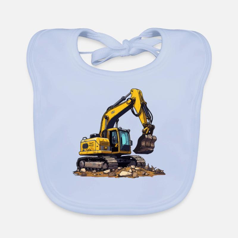Realistischer Comic Bagger - Baby Bio-Lätzchen - sky Blue