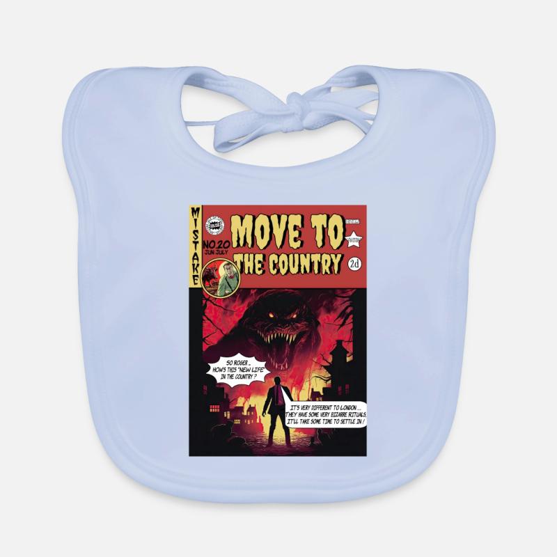 Retro Horror Comic - Move to The Country Organic Baby Bibs
