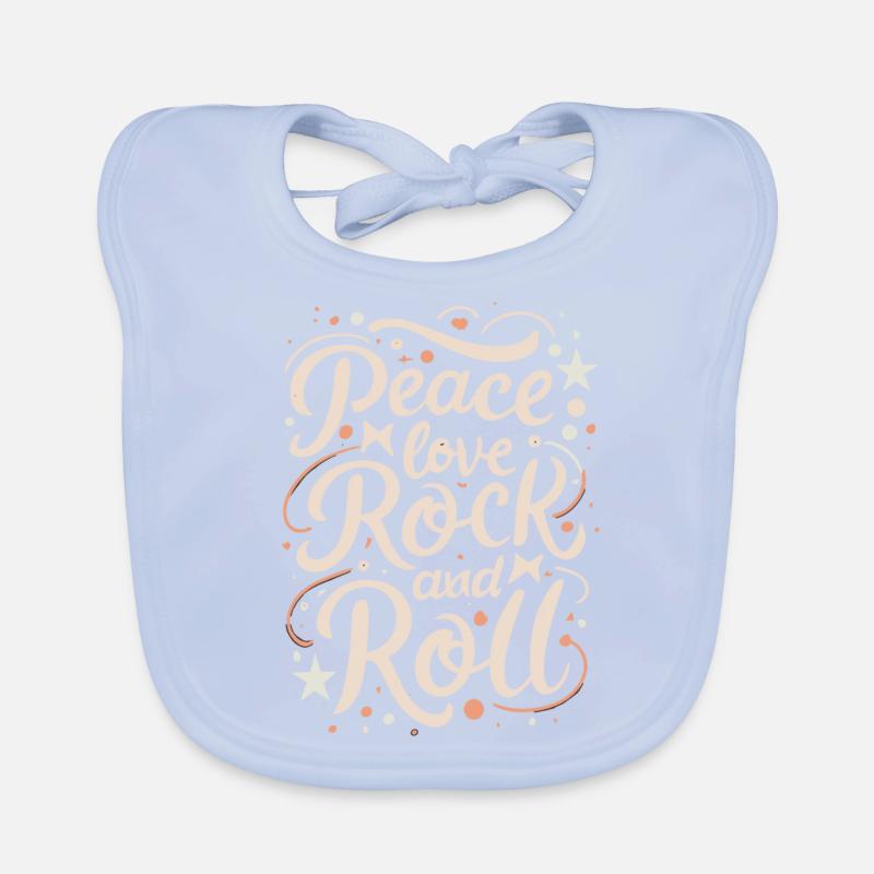 Peace Love Rock And Roll Déclaration Devise Bavoir bio Bébé