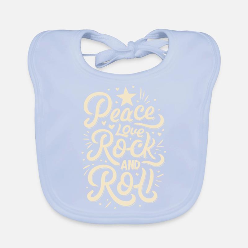 Peace Love Rock And Roll Déclaration Devise Bavoir bio Bébé