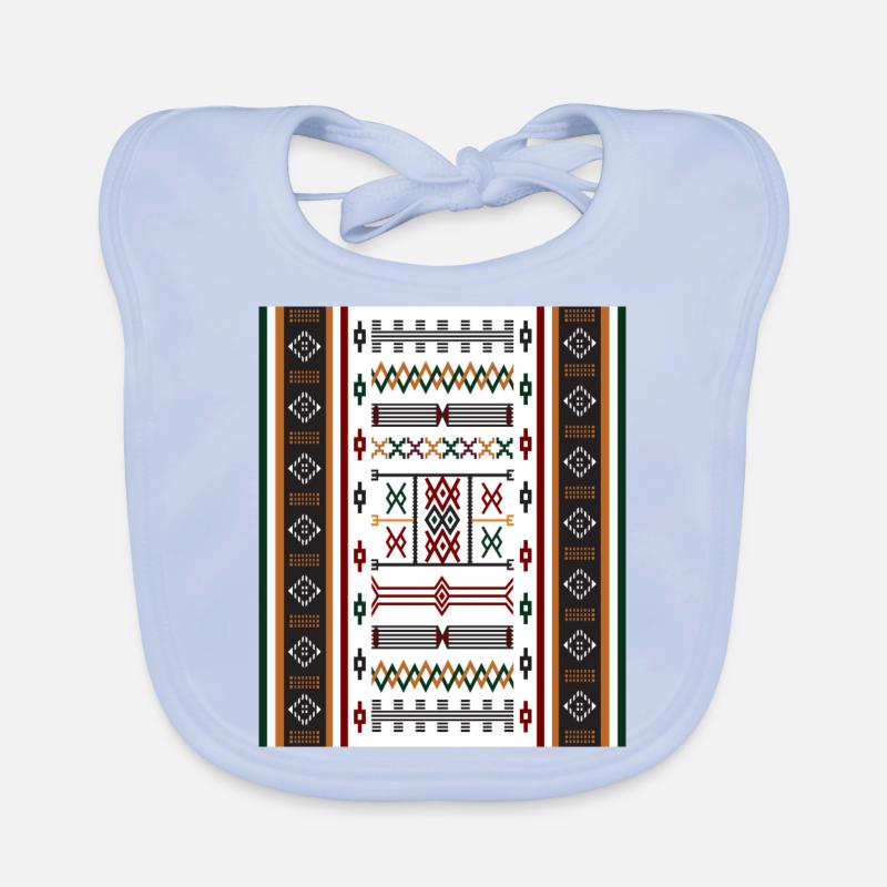 AMAZIGH SYMBOLE BERBERE TAPIS MZABE - Bavoir bio Bébé - bleu ciel