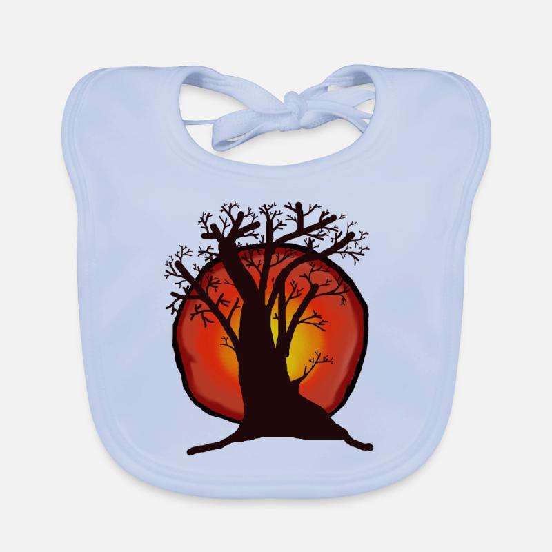 Tree, Sun, Sunset, Sunrays, Forest Organic Baby Bibs
