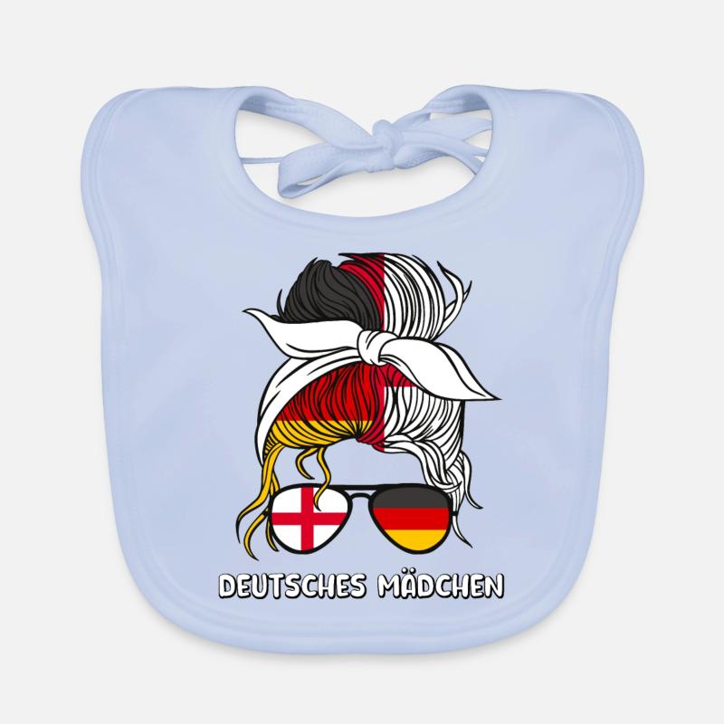 Deutsches Mädchen, Deutsches Mädchen, Deutschland, England - Baby Bio-Lätzchen - sky Blue