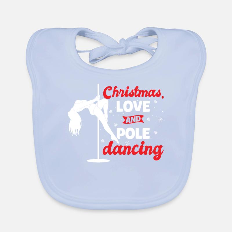Poledan Dancer, Pole Dancing Christmas Love Organic Baby Bibs