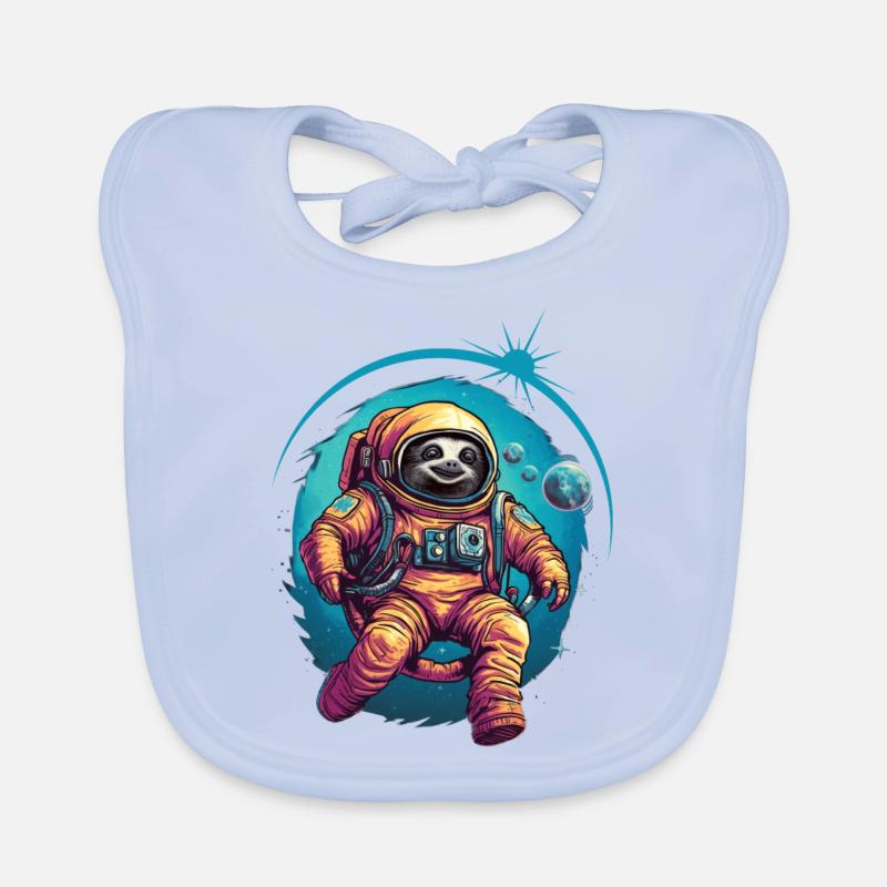 Faultier Astronaut Weltraum Raumfahrt Geschenk Baby Bio-Lätzchen