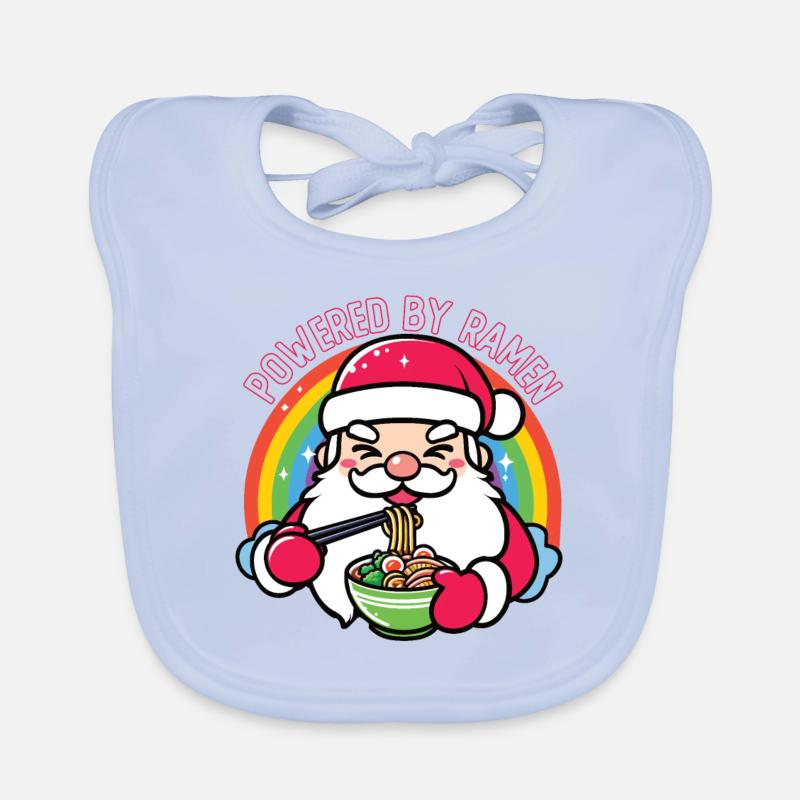 Père Noël mangeant des ramen, Powered by Ramen Bavoir bio Bébé
