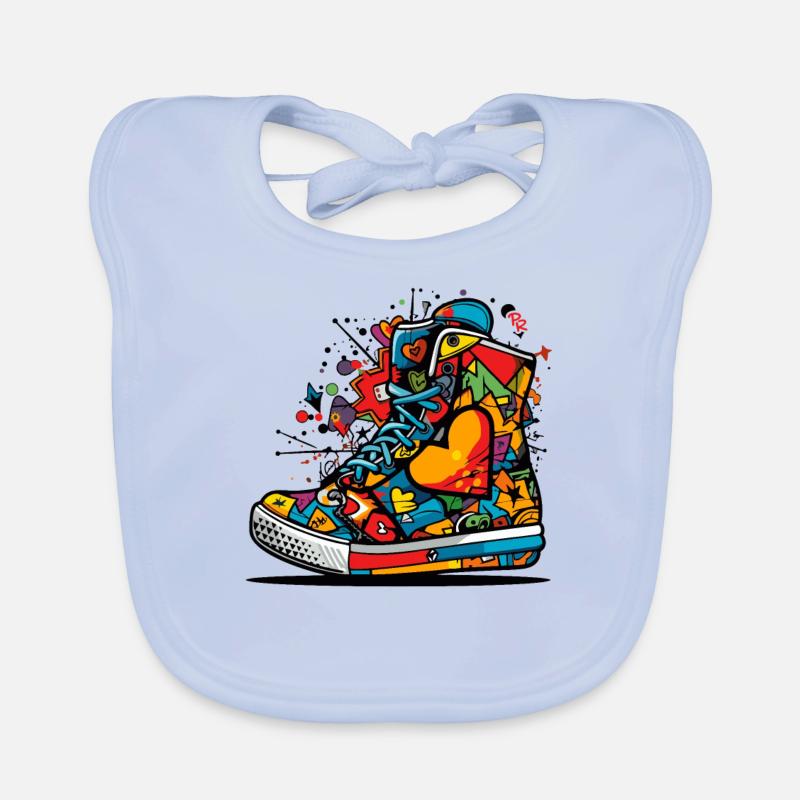 Love Sneaker Graffiti Organic Baby Bibs