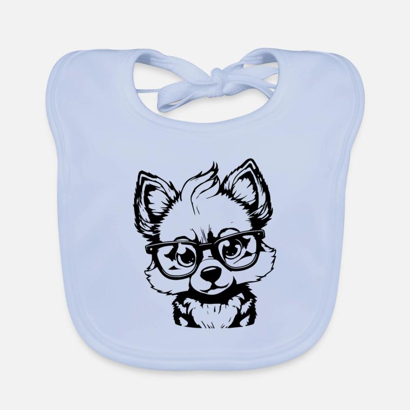 niedlicher Wolf mit einer Brille Baby Bio-Lätzchen