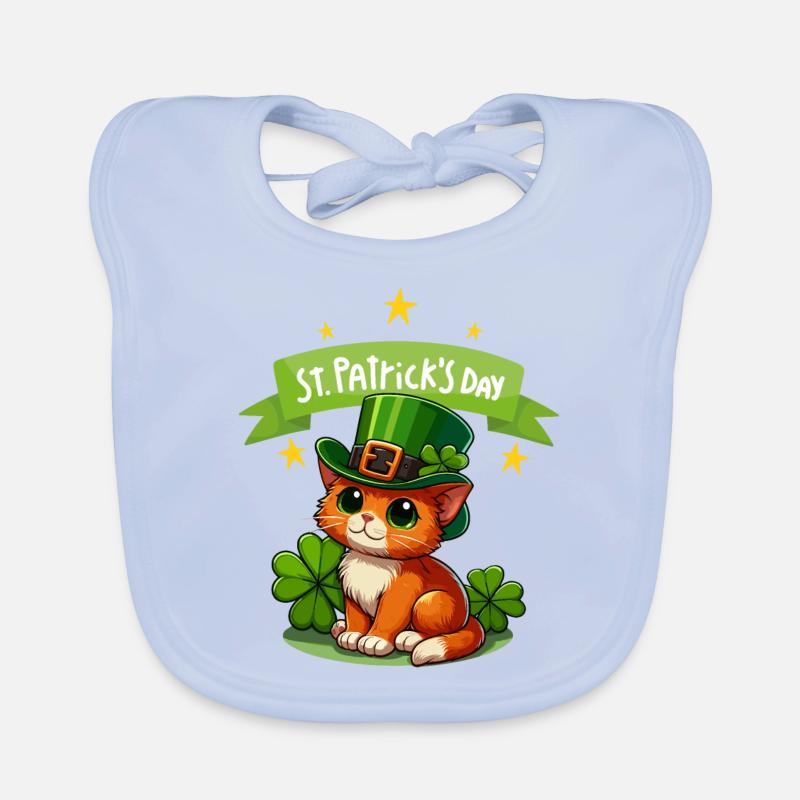 Katze St. Patrick's Day Kleeblatt Glück niedlich Baby Bio-Lätzchen