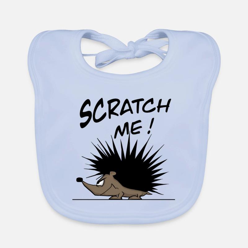 Drôle de hérisson dit SCRATCH ME ! Style de bande dessinée Bavoir bio Bébé