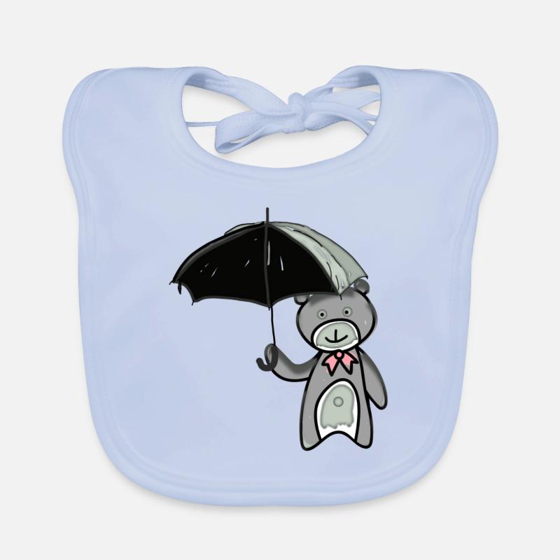 Teddybär mit Regenschirm Baby Bio-Lätzchen