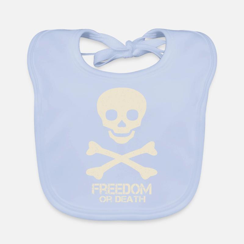 Skull Saying Freedom Or Death Organic Baby Bibs