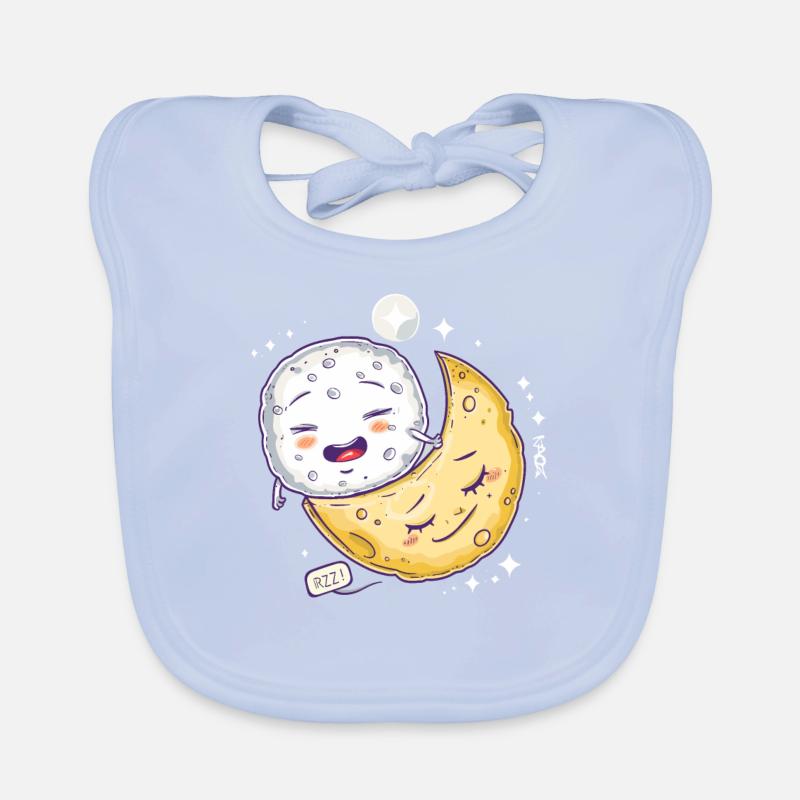 Sleepy Mozzarella Cheese on a Cheese Moon Organic Baby Bibs