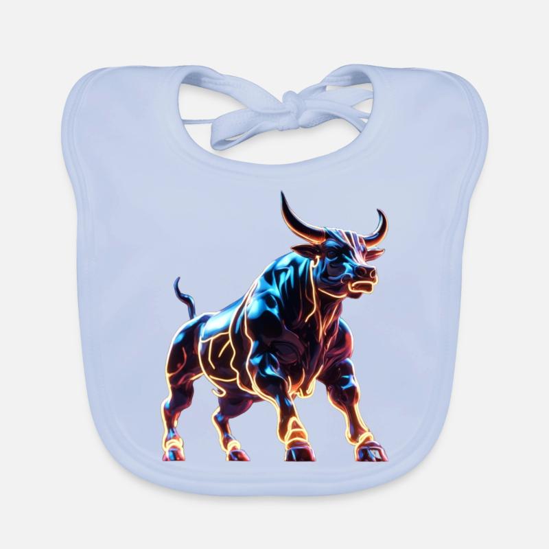 Taureau - Bavoir bio Bébé - bleu ciel