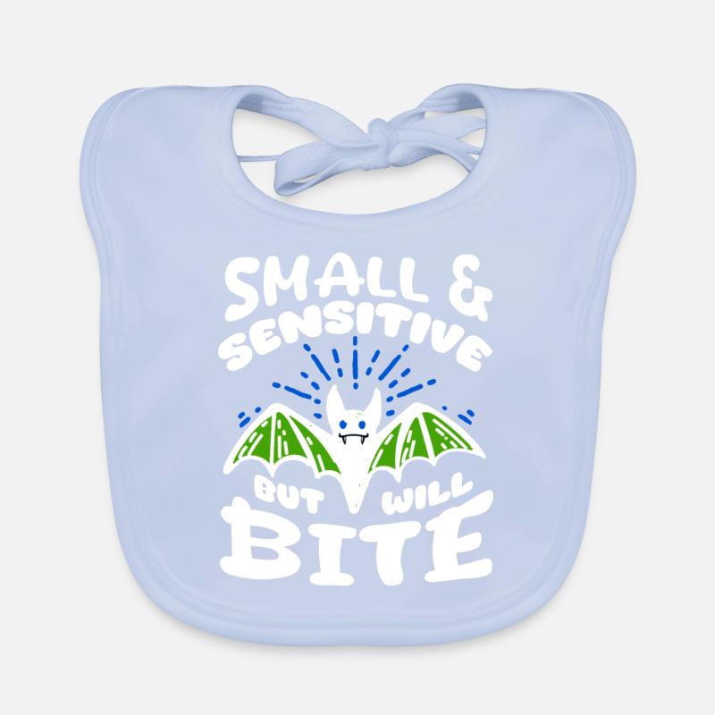 Bat Halloween Small Sensitive But Will Bite Organic Baby Bibs