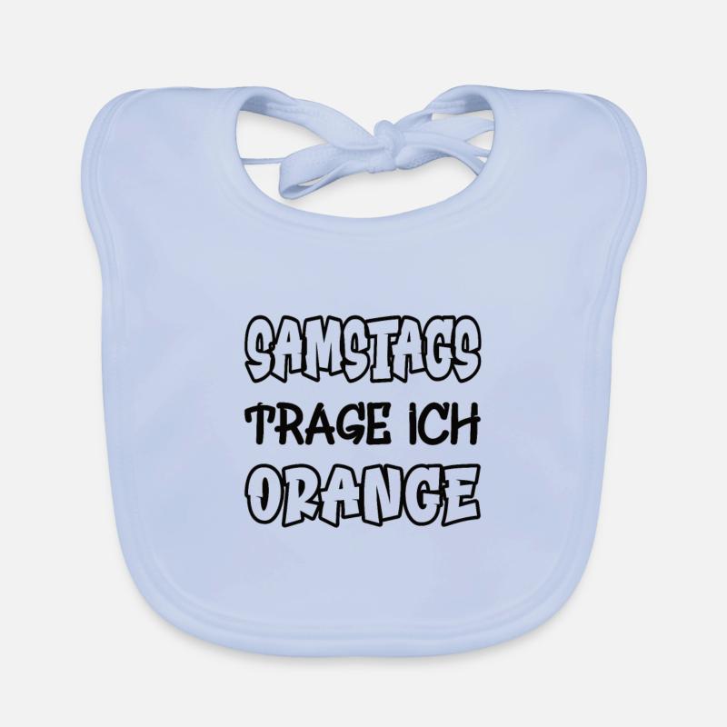 Samstags trage ich orange Spruch Farbe orange Baby Bio-Lätzchen