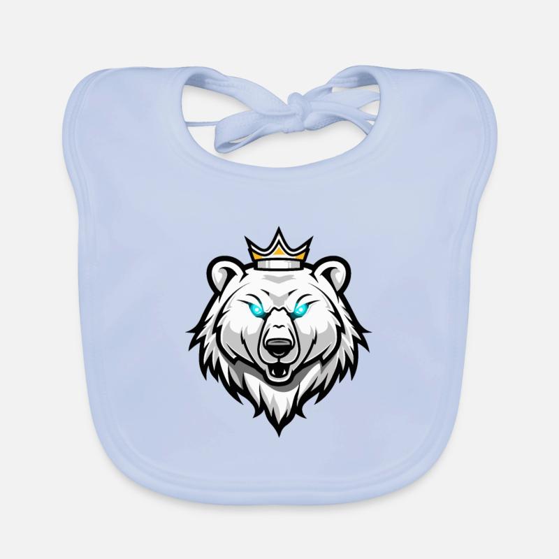 Polar Bear Head Polar Bear Crown Organic Baby Bibs