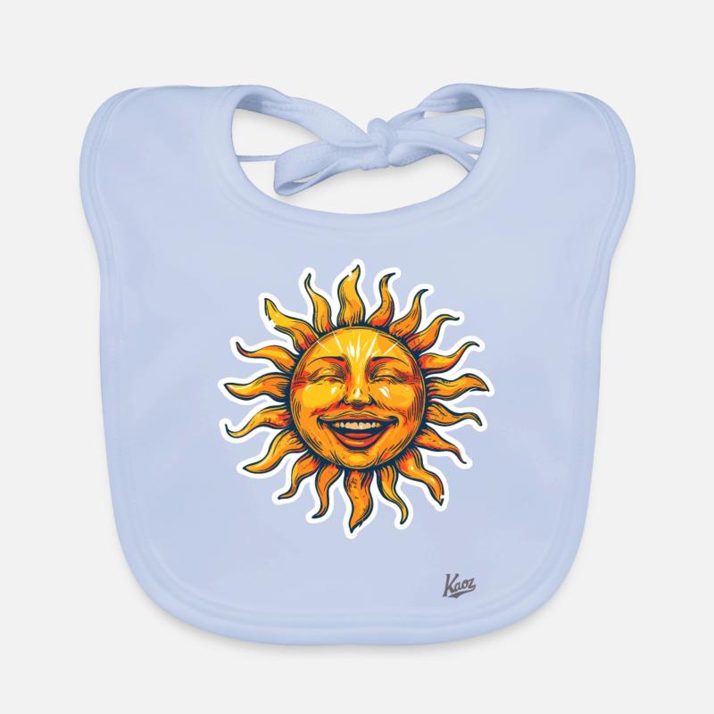 Vintage Retro Sun Organic Baby Bibs