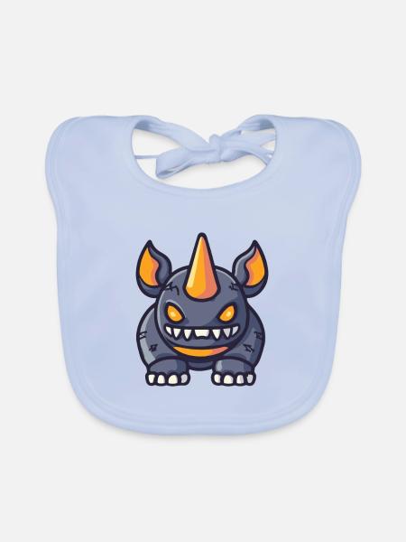 Rhinocéros Halloween Animal - Bavoir bio Bébé - bleu ciel - Devant