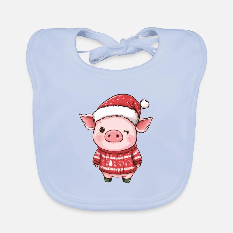 Bande dessinée de Noël cochon Bavoir bio Bébé