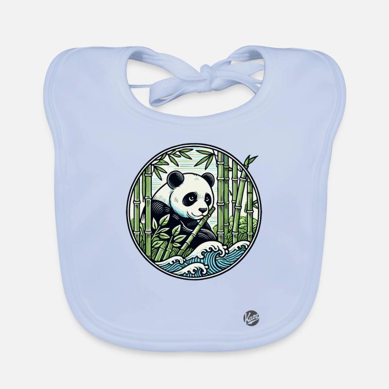 Panda dans la forêt de bambous Bavoir bio Bébé