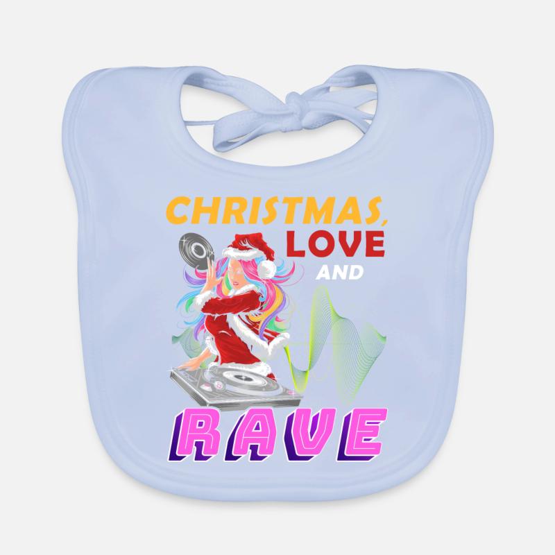 Christmas Disco, Rave, Techno, House, Goa, Party Organic Baby Bibs