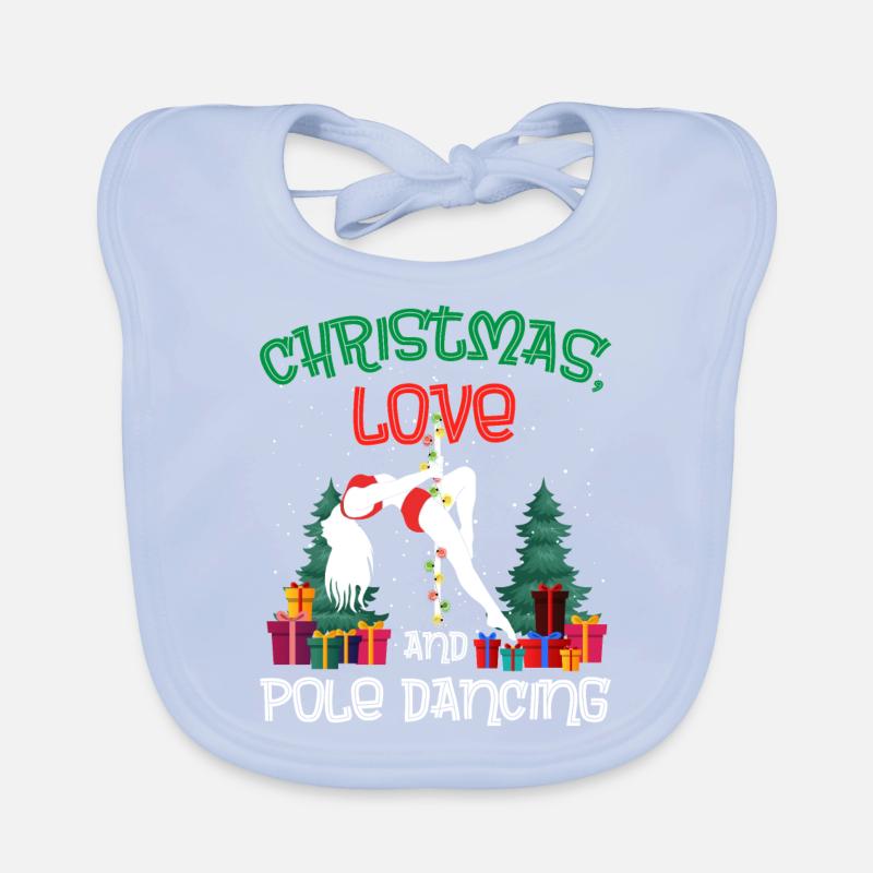 Poledan Dancer, Pole Dancing Christmas Love Organic Baby Bibs